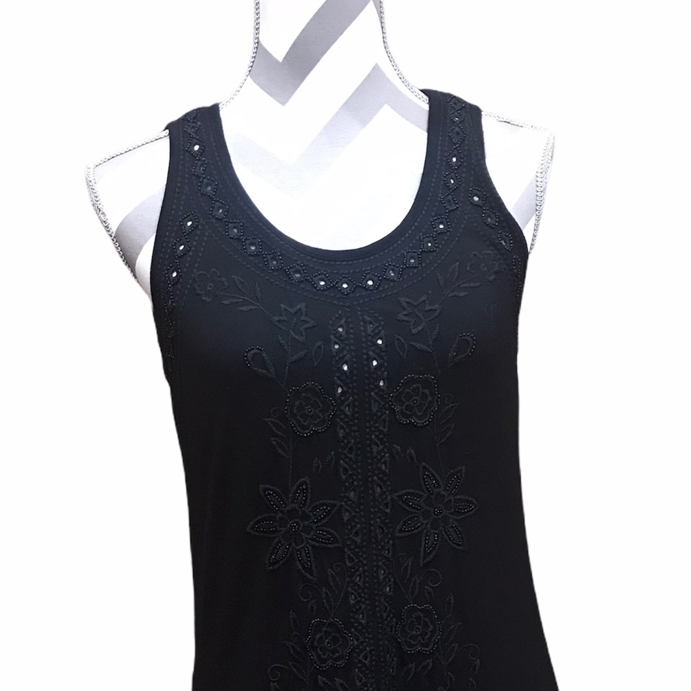 Nygard Black Sleeveless Pullover Beaded Tunic